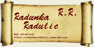Radunka Radulić vizit kartica